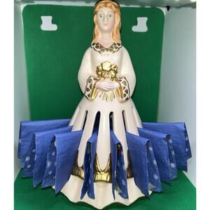 Retired Vintage Lillian Vernon Christmas Napkin Holder Angel Lady Figurine